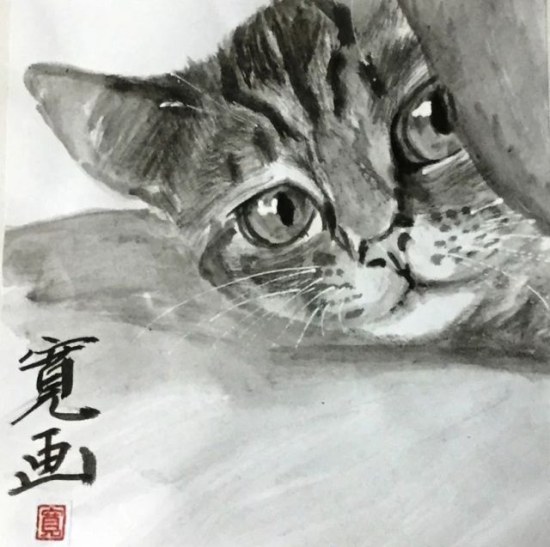 Koty malowane tradycyjną japońską techniką suiboku-ga (もとちえ寛)